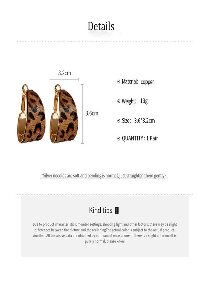 eartif Leopard Earrings Large Hoop Leopard Print Earring for Women Vintage Chunky Gold Cheetah Earrings Animal Print Earring Stud Fashion Jewelry Gift (Leopard) - Image 2